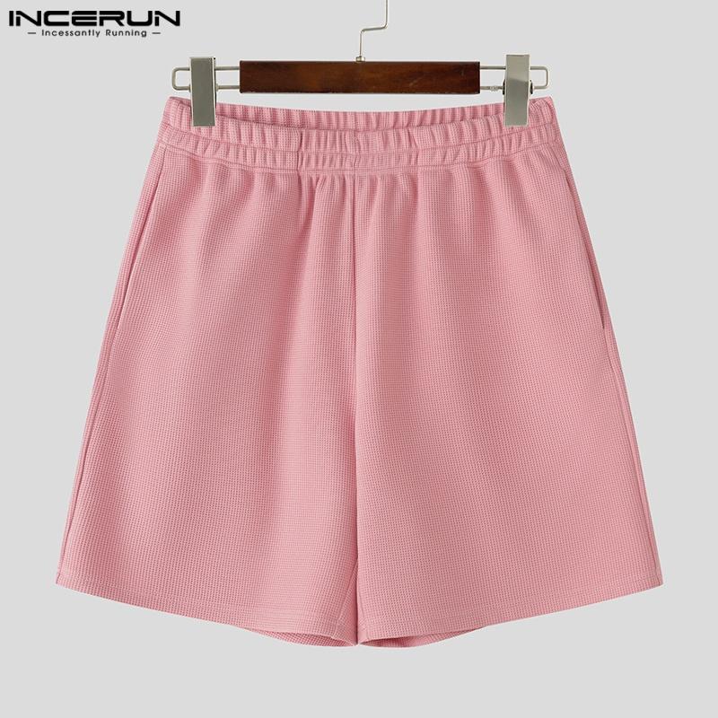 INCERUN Two Pieces Men Short Sleeve Buttons Shirts Short Pants Texture Casual Sets