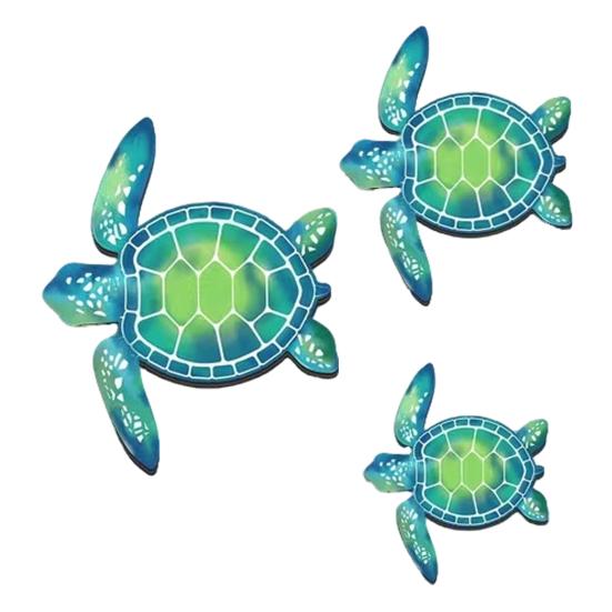 

3 Pcs Wooden Sea Turtle Wall Decor Beach Theme Turtle Wall Art Sculpture Vintage Coastal Wall Hanging Ornament for Home Lake House Bathroom