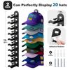 Hat Racks for Baseball Caps, Versatile Adhesive or Wall-Drilled Mounting Hat Rack for Wall, MultiLayer Hat Storage, Durable Plas