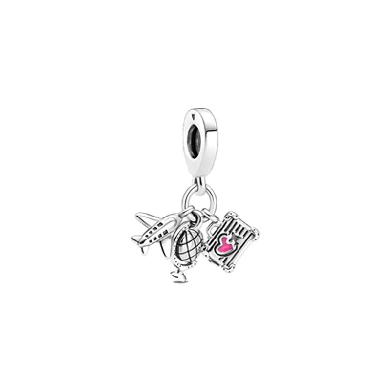 Pandora Airplane, globe and luggage charms 799435C01