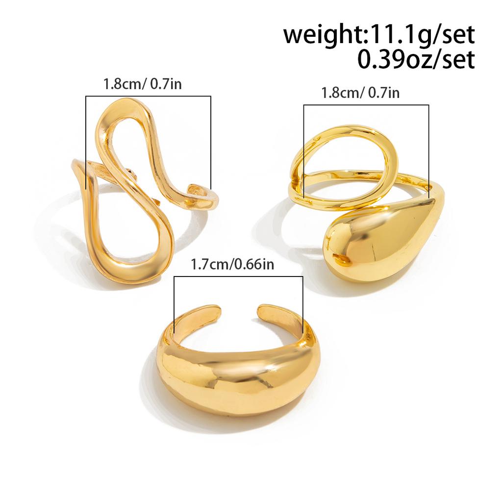DIEZI Vintage Irregular Water Drop Metal Rings For Women Men Fashion Punk Hip Hop Gold Silver Color Knuckle Joint Ring Set