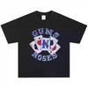 2025 Guns N' Roses Rock Retro American T-shirt Street Made Old Heavy Short Sleeve Vintage High Quality Luxury Brand