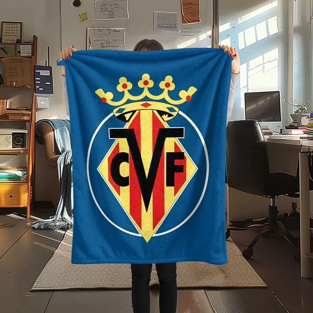 Villarreal CF logo FlAannel Blanket, High quality Comfortable for All Seasons, Home Decor, Warmth and Comfort