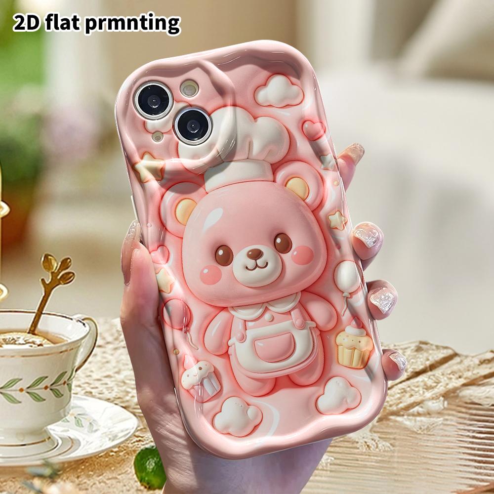Phone Case: 2D Flat, Suitable for iPhone 18 17 16 15 14 13 Pro Protective Case, Chef Teddy Bear, Perfect Christmas and Halloween Holiday Gift