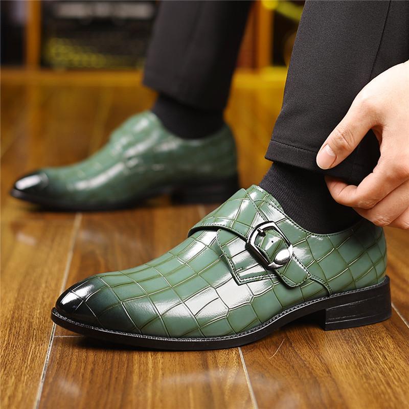 New Monk Strap Loafers For Men's Alligator Pattern Patent Leather Casual Shoes Designer Formal Wedding Dress Homecoming Footwear