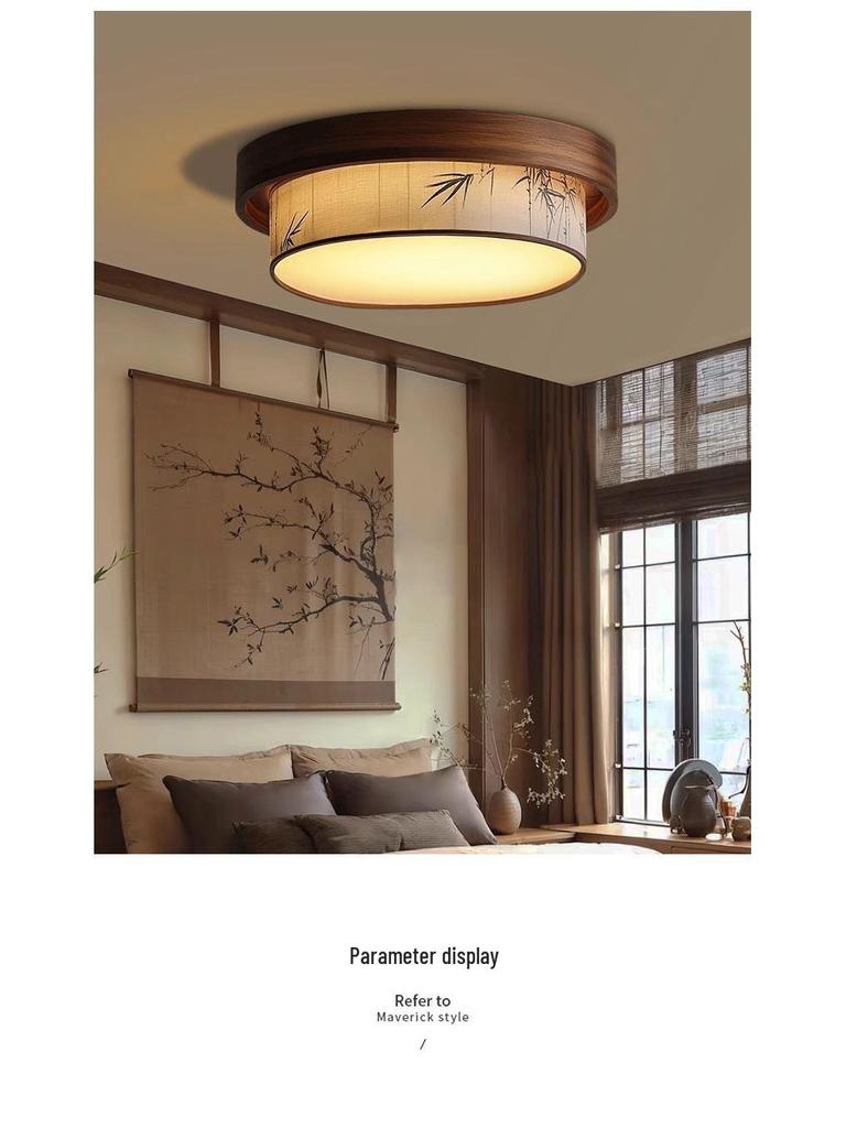 Walnut Bamboo Leaf Landscape Chandelier - Eye-Protecting Ceiling Light for Living Rooms, Bedrooms, and Tea Rooms