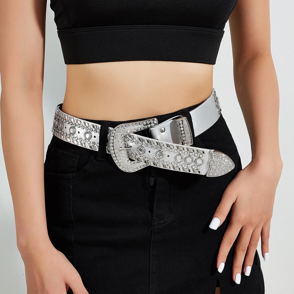 Stylish Pu Leather Belt With Alloy Needle Buckle Punk Rivet Design 3.8cm Wide For Summer 2023