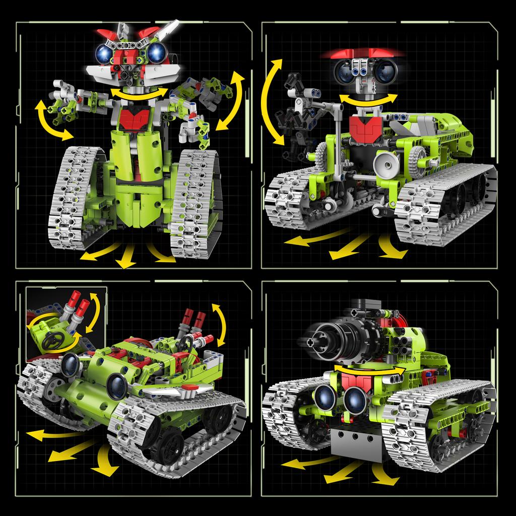 Moc 705Pcs 5 In 1 Creative Electric Rc Lunar Versatile Robot Model Assembly Diy Building Blocks Children'S Puzzle Toy Gift