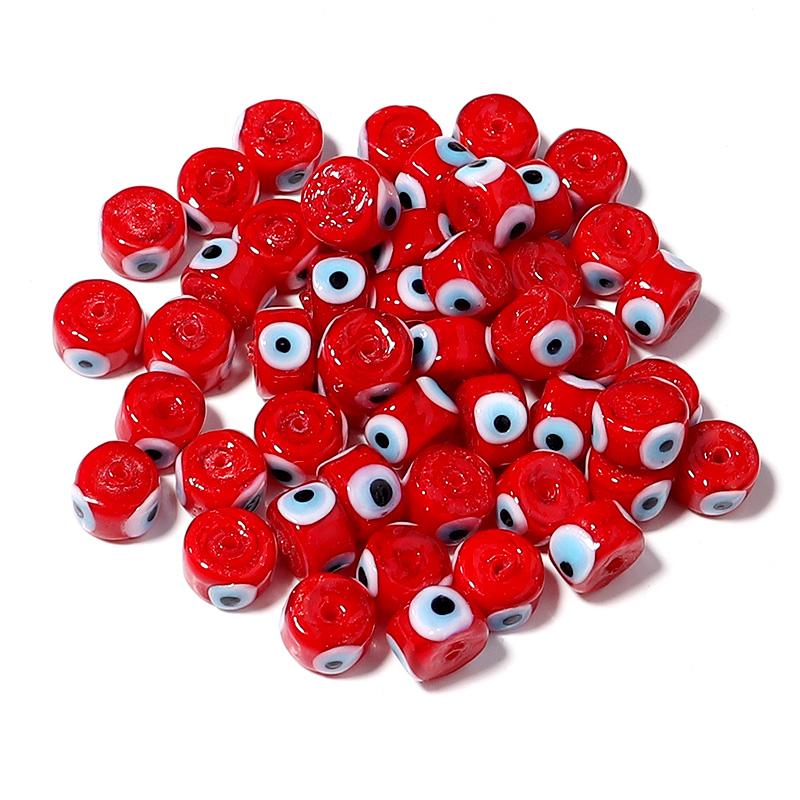 10pcs/lot 9mm Flat Round Lampwork Beads Colorful Evil Eye Loose Spacer Glass Beads For DIY Fashion Bracelet Earrings Accessories
