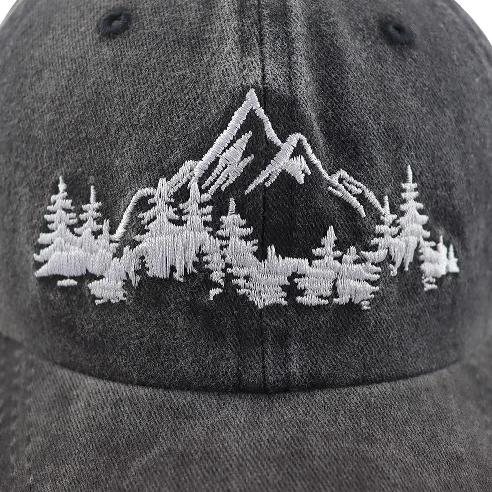 Mountain Trees Baseball Cap Forest Dad Hat For Unisex Women Cotton Embroidered Camping Hiking Explore Outdoor Hats