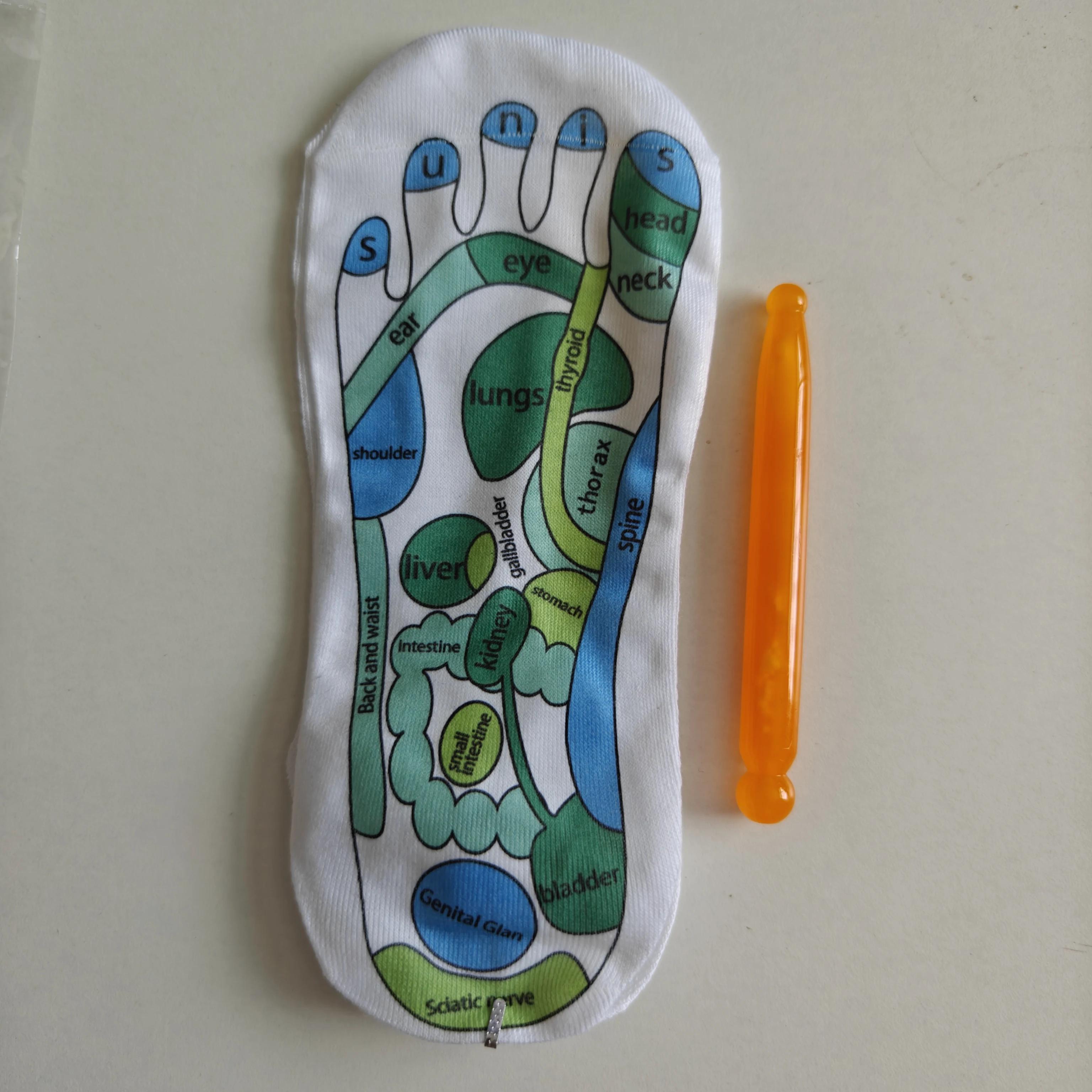 

1 пара носков для акупрессуры, носки для акупрессуры и рефлексологии, носки для йоги и массажа стоп, схема точек стопы, носки с акупунктурными точками, физиотерапия