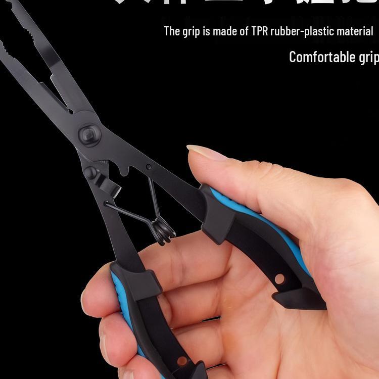 Multi-functional Long-nosed Fishing Pliers & Stainless Steel Fish Lip Gripper with Line Scissors