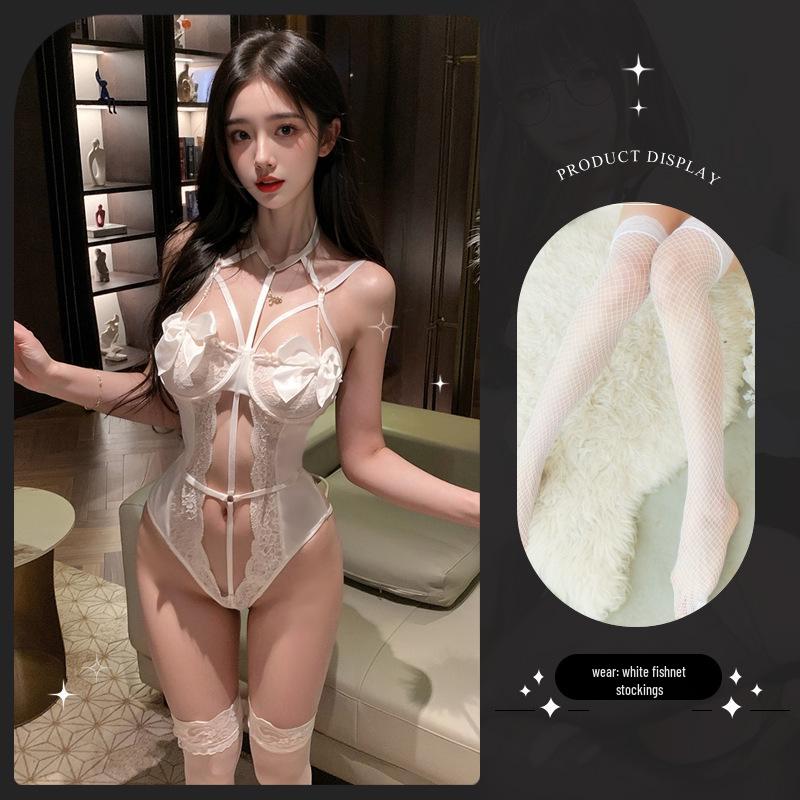 Lemon Story Lace Bodysuit: Sexy Quick-Release Strappy Temptation Set for Small Chest - 9271