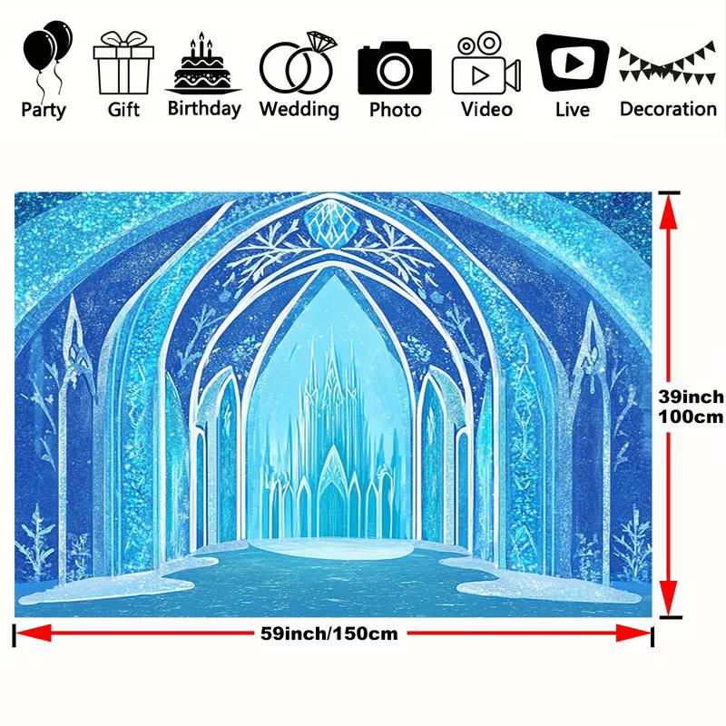 2D Magical Winter Ice Palace Background for Princess Birthday Parties 47.2x31.5inch/120*80cm