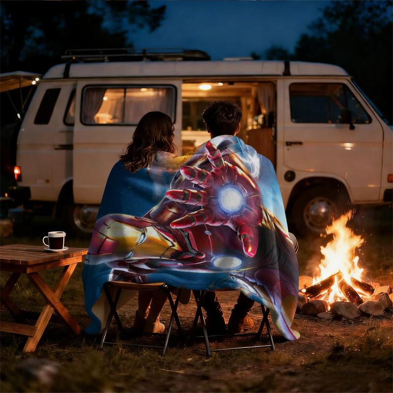 Iron Man Superhero Print Flannel Blanket Office Soft Thick Fluffy Lightweight Warm Throw Sofa Bed Cover Home Decor Kids Gift