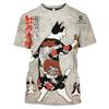 New Vintage T Shirt Men Japanese Style Short Sleeve Tops 3D Cat Tattoo Print O-neck T-shirts Oversized Tee Shirt Men Clothing