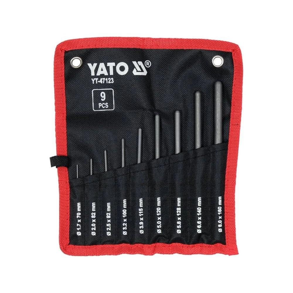 Yato Chrome Vanadium Steel Cylindrical Shank Parallel Pin Punch Set (Pack of 9)