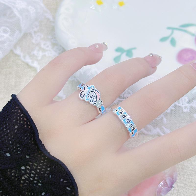 Unique Fun Puppy Open Ring Light Luxury Niche Design Sense Couple Pair Ring Cute Childlike Index Finger Ring