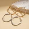 Geometric Multi-Layer Cross Round Silver Needle Earrings Simple Earrings