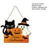 Halloween Wooden Door Sign with Hemp Rope Lanyard, Pumpkin Ghost Printed Hanging Solid Wood Festive Plaque, Front Wall Art for Porch Party Decorative
