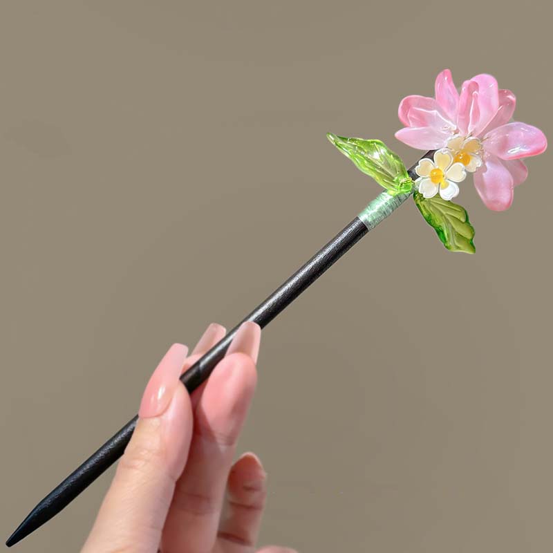 New Chinese Style Flower Wooden Hair Sticks For Women Classic Petal Leaf Chopsticks Buns Hair Pins Hair Ornaments