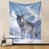 Wolf in Snowy Mountain Landscape Patterned tapestry home decor, suitable for bedroom and living room, gift