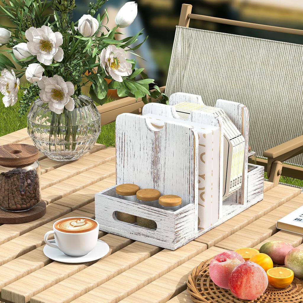 Napkin Holder for Table,Wood Standing Napkin Holder for Kitchen Table,Paper Napkin Storage for Centerpiece,Farmhouse Napkin Holder for Table