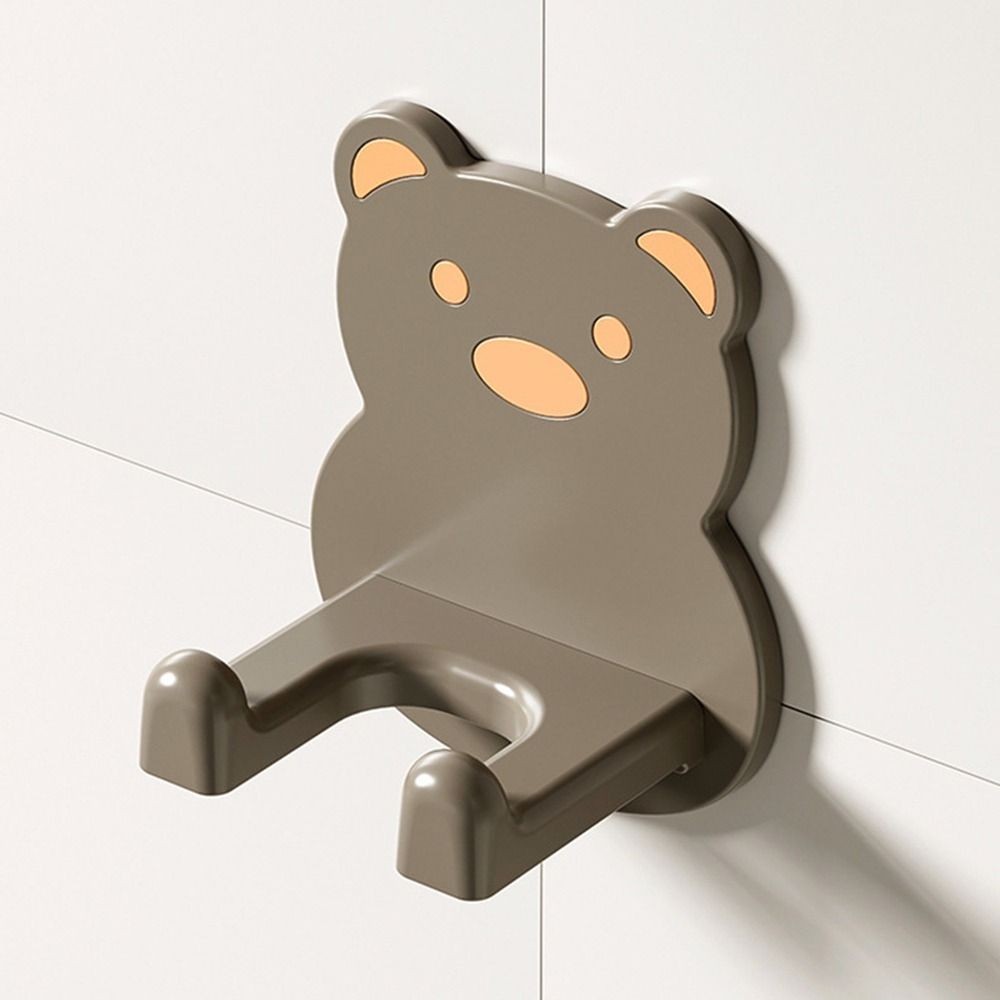 Plastic Cartoon Bear Hair Dryer Holder Self-adhesive Hair Dryer Shelf Bathroom