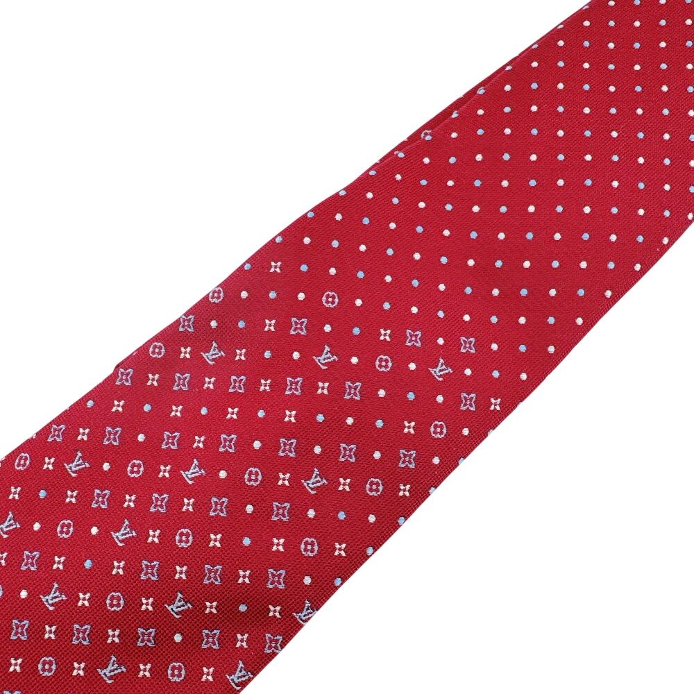 LOUIS VUITTON M78034 Dot Pattern Monogram silk tie Red series silk Used