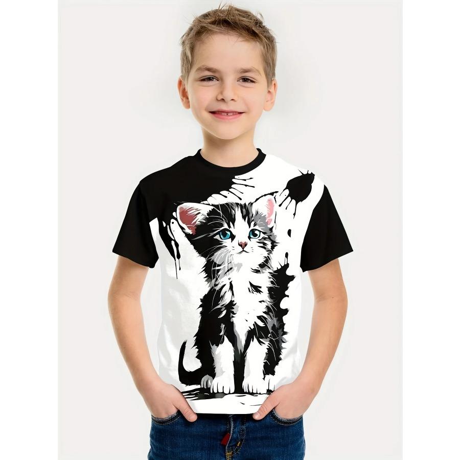 

Интересный 3D-принт с животными для мальчиков, креативная футболка, повседневные детские топы с коротким рукавом, футболка, одежда для мальчиков и девочек, летняя одежда 120