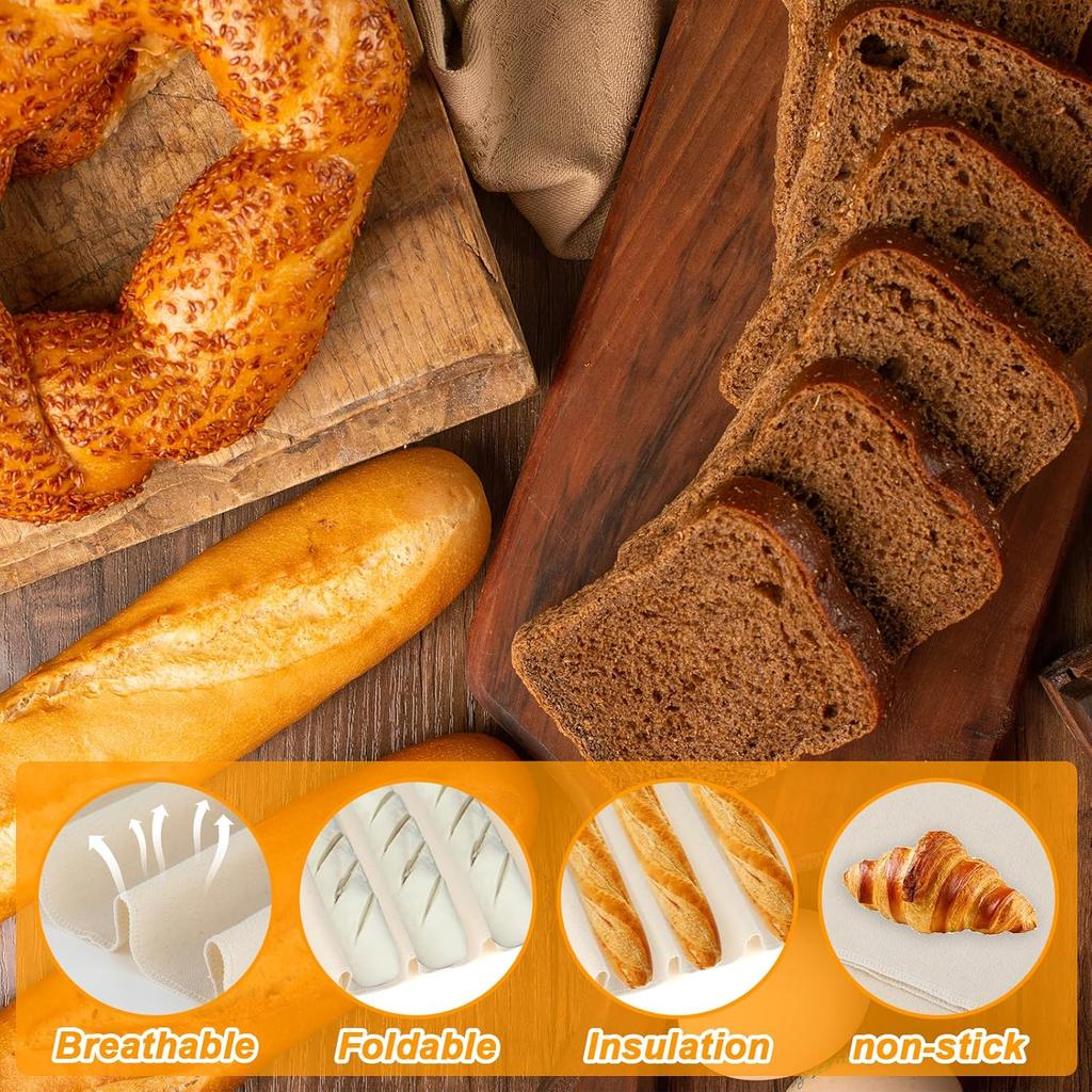 Pastry Cloth for Rolling Dough, Bread Cloth, 14x17.7 Inch Heavy Duty Linen Proofing Cloths for Bread Dough, Baguettes