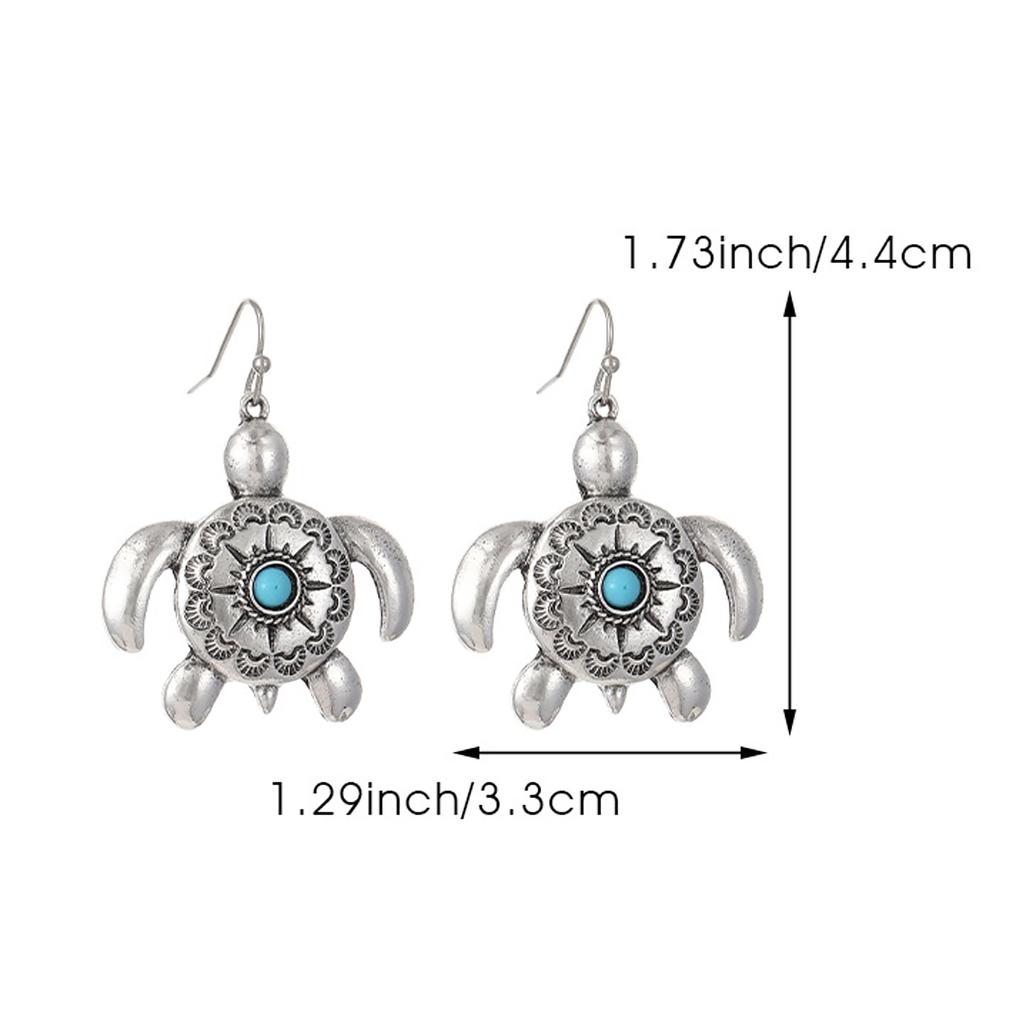 Retro Ethnic Style Ocean Sea Turtle Dolphin Octopus Starfish Flower Earrings For Women