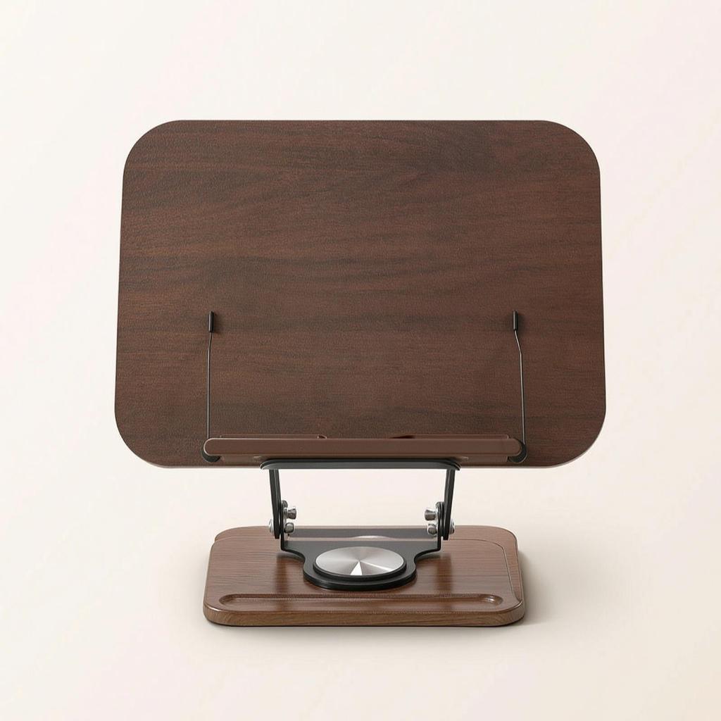 Desktop Reading Stand Adjustable Rotating Book Holder Wooden for Desk, Classroom