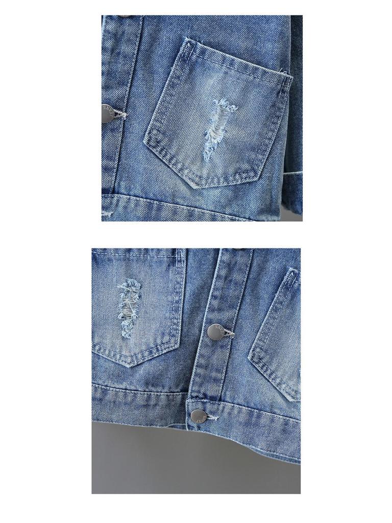 2025 Spring/Autumn Denim Bow Jacket for Girls – Trendy Korean Style for Kids