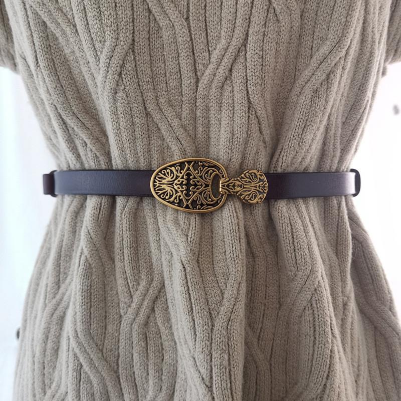 Waist Leather Belt Women Slim With Metal Clasp For Fashionable Outfits Casual
