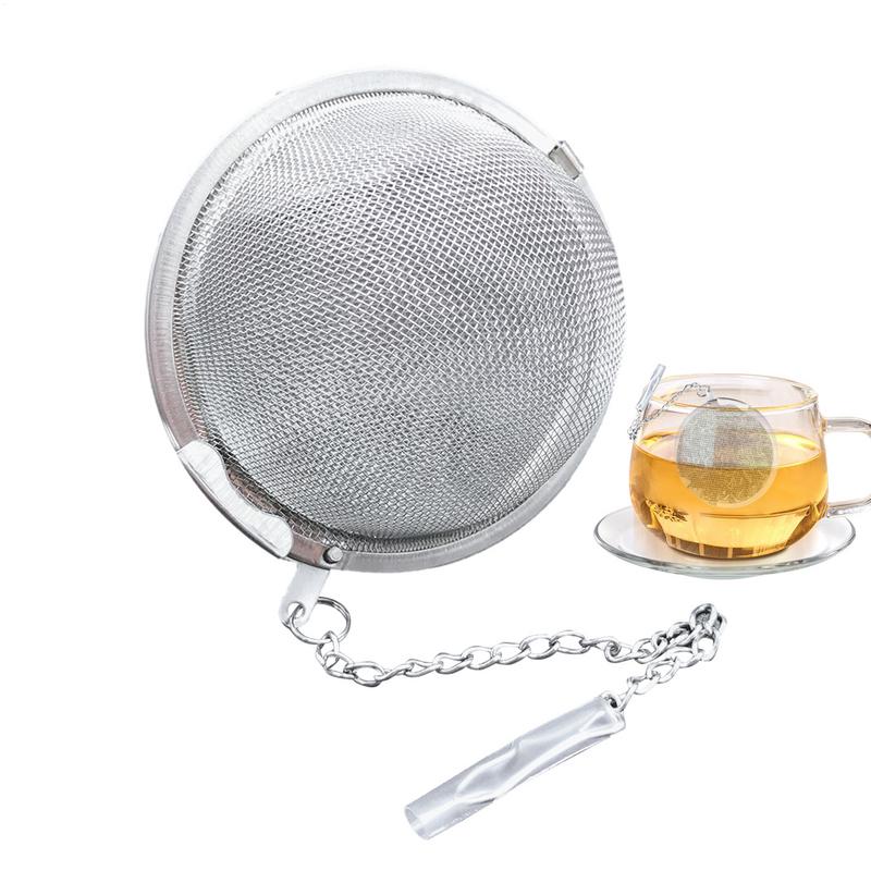 1Pc Stainless Steel Flavored Filter Ball Tea Filter Ball Tea Infuser Fine Mesh Coffee Filter Spices Soup Filter Ball With Chain