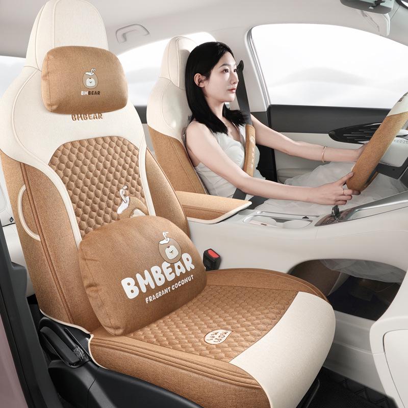 Geely Star Wish Cartoon Linen Seat Covers, Full-Coverage, All-Season Breathable Cushions for UP-Specific Cars