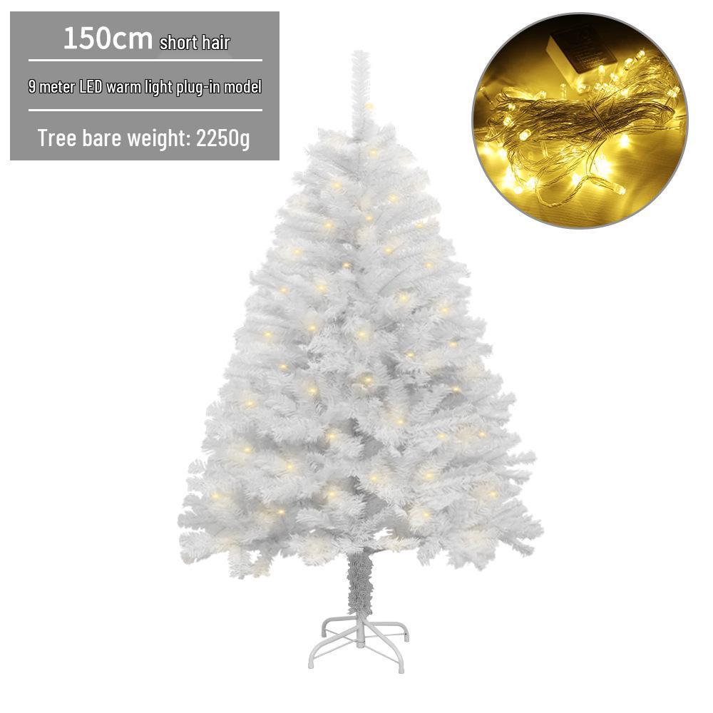 LED Luminous White Christmas Tree with Encrypted PVC and Bullet Head Design