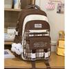 Schoolbag Korean Version Contrasting Color Plaid Backpack Female Student Schoolbag Large Capacity Lightweight Casual Backpack High Value Trend 