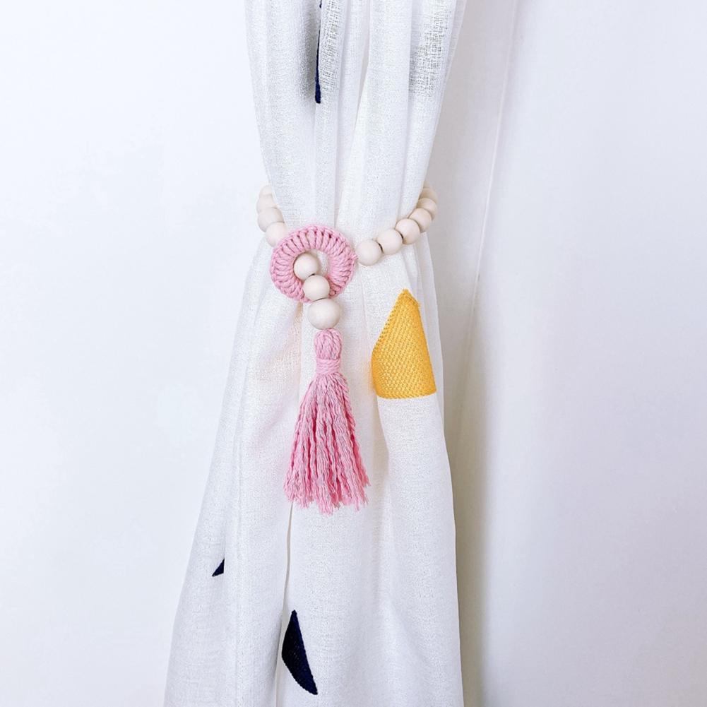 Tassel Beaded Wood Curtain Tie Suitable for Family Bohemian Lovers Wood Pastoral