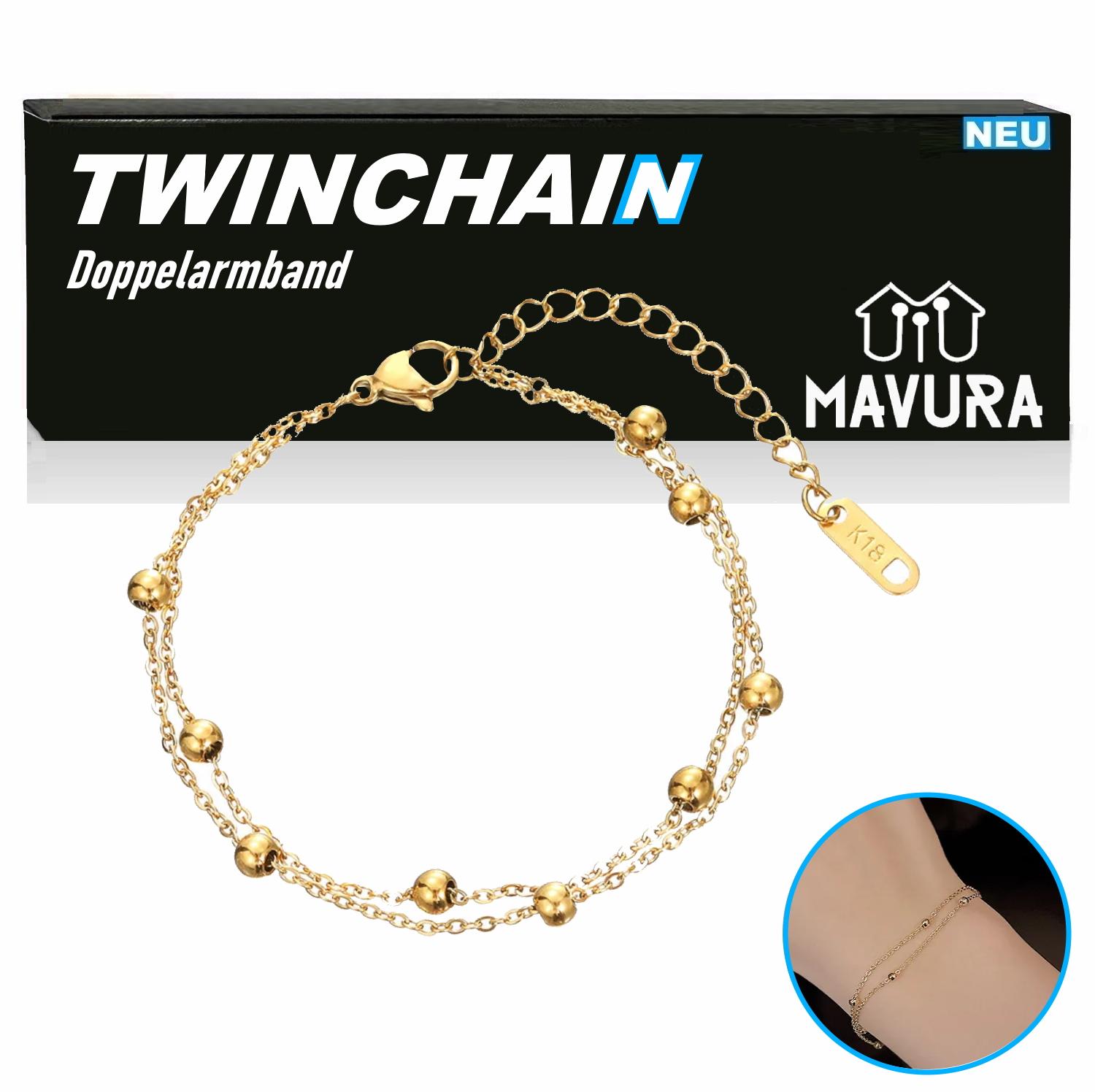 

Подвійний браслет TWINCHAIN, браслет з подвійною ювелірною кулею, золото