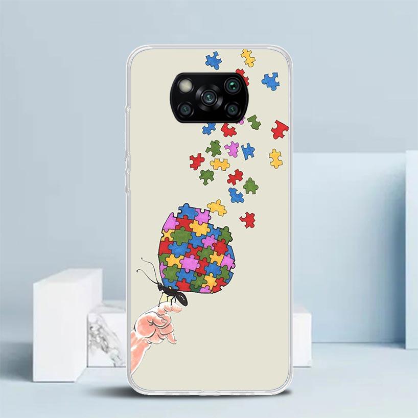 

Autism Support Puzzle Phone Case For Xiaomi Poco F7 Ultra X5 X6 X7 Pro M7 Redmi 15C 15 13C 13 12C 12 10C 10 10A 9 9C 9A 9T Cover Redmi 10C