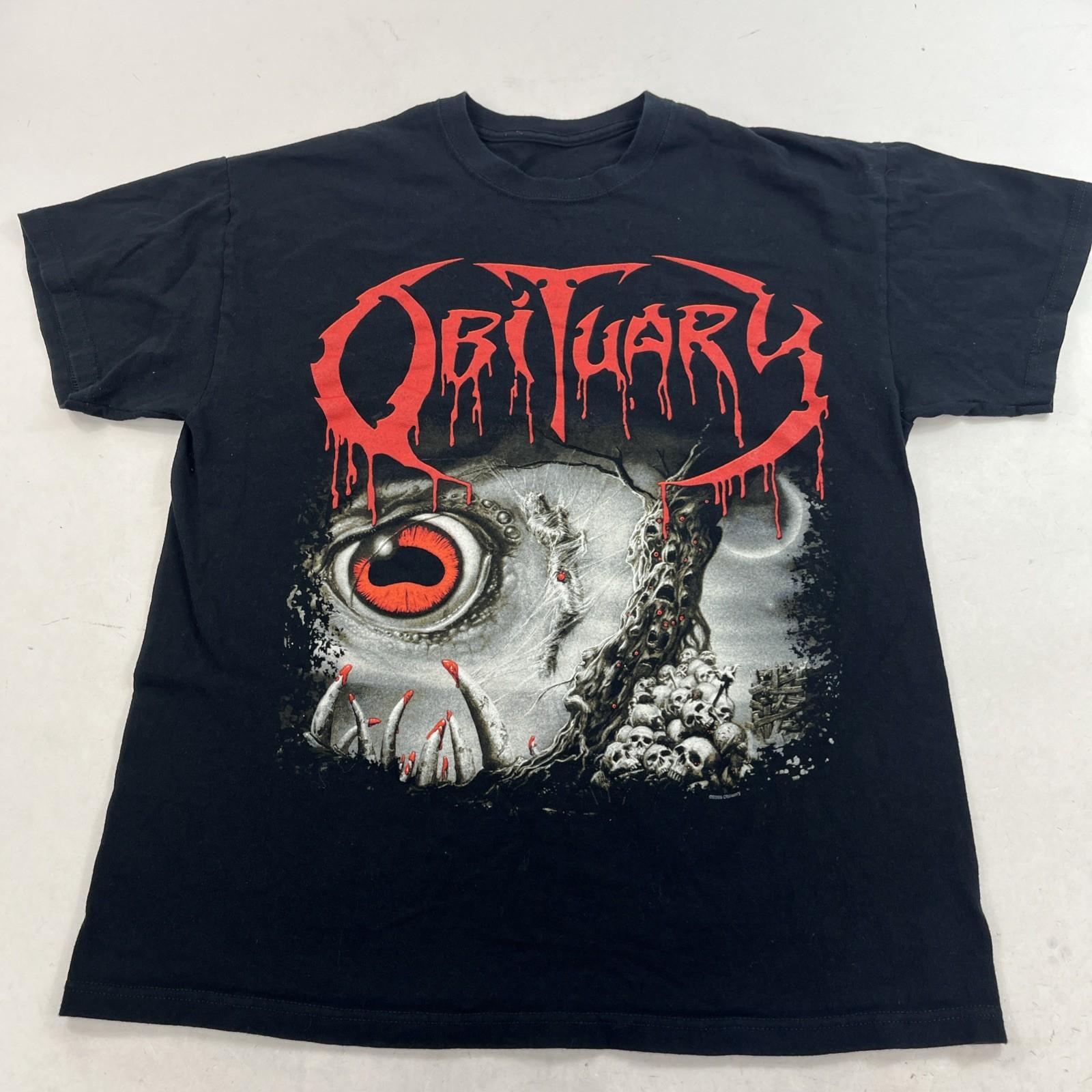 Vintage Obituary Cause of Death T Shirt 2005 Black Heavy Metal Size Medium S
