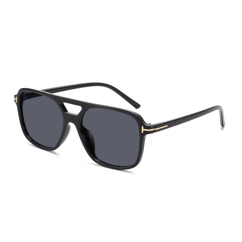 T-Shaped Double-Beam Ocean Sunglasses: Men's & Women's Retro Driving Shades, Square UV Protection Frame.