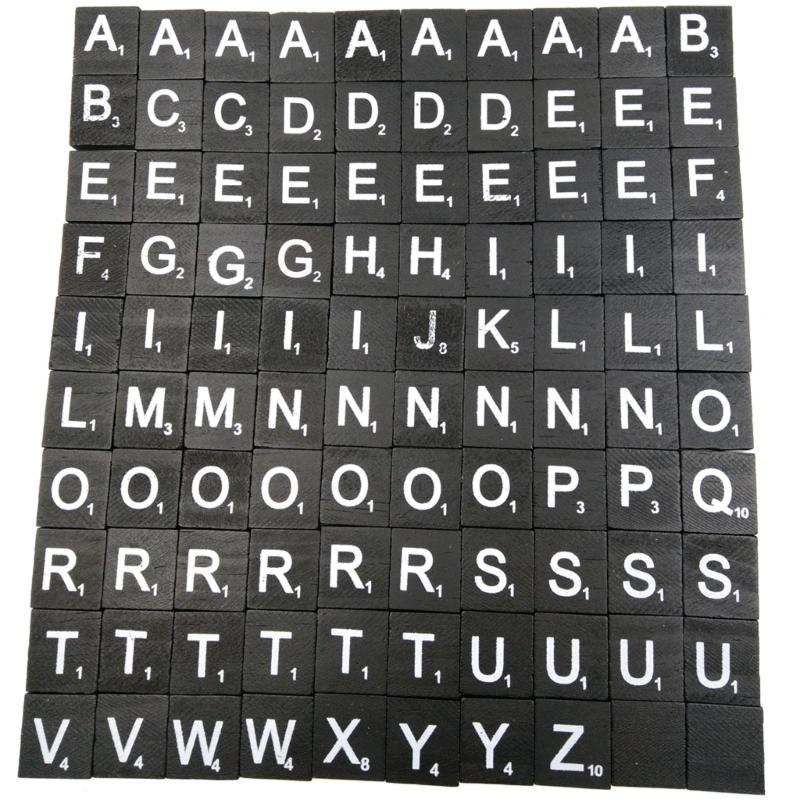 

Educational Wood Alphabets Blocks Set White Letter Black Tiles for Early Childhood Development Family Bonding Activity 1