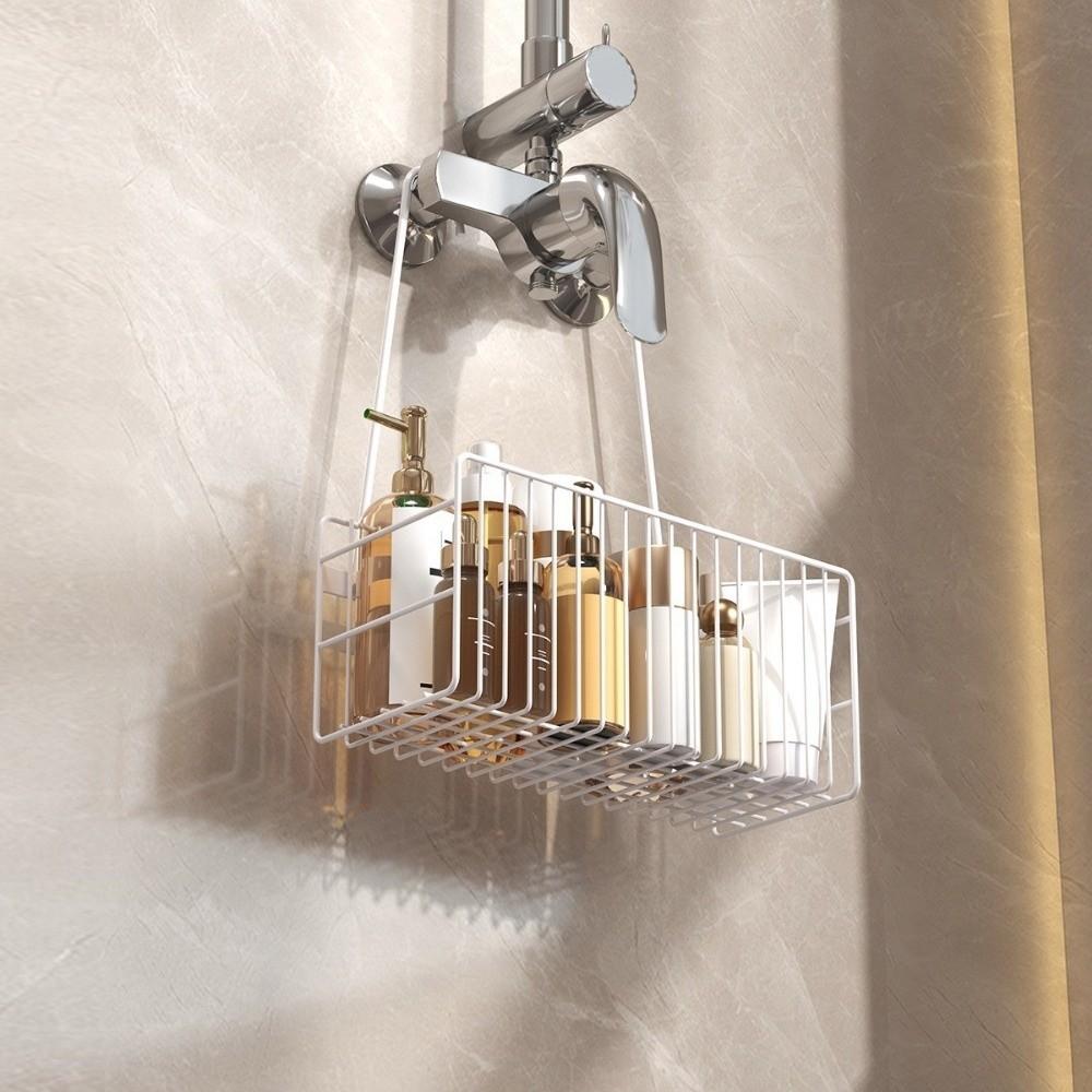 No Drilling Installation Bathroom Shelf Convenient Space Saving Toilet Shower Rack Hanging Basket Multifunctional