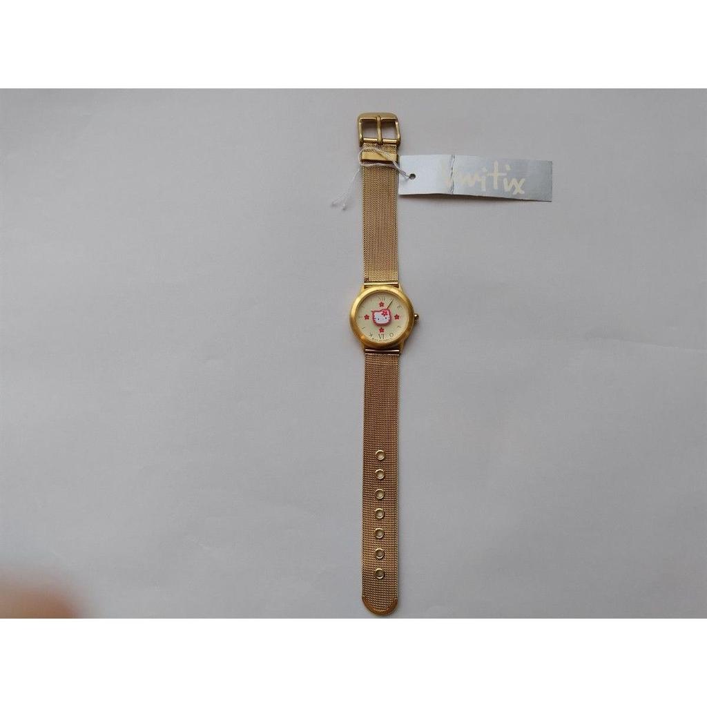 Used Hello Kitty Watch Gold Mesh Strap 1997 Sanrio