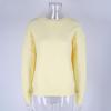 Women Sweater Tops Round Neck Long Sleeve Ribbed Hem Cuff Knitting Tops with Back Bow Decor Solid Color Knitwear