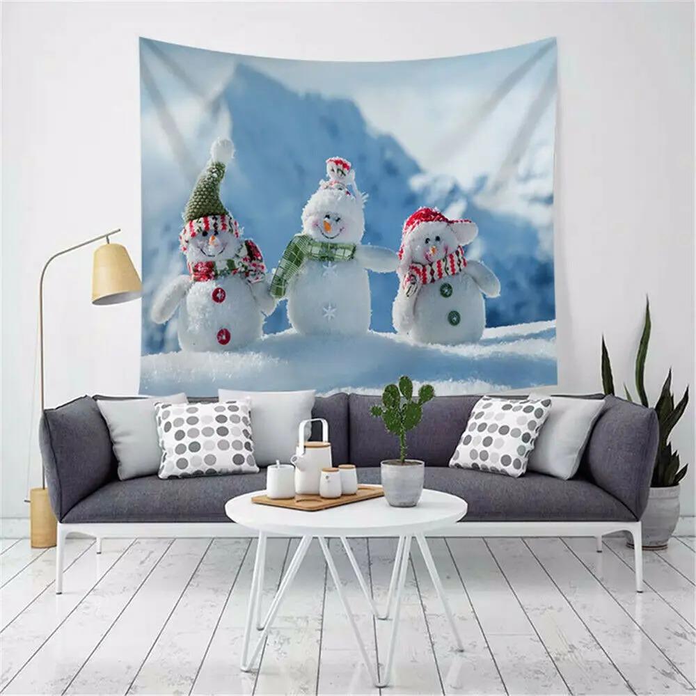 Cartoon Santa Claus Pattern Tapestry Home Bedroom Living Room Wall Decoration Christmas Theme Tapestry