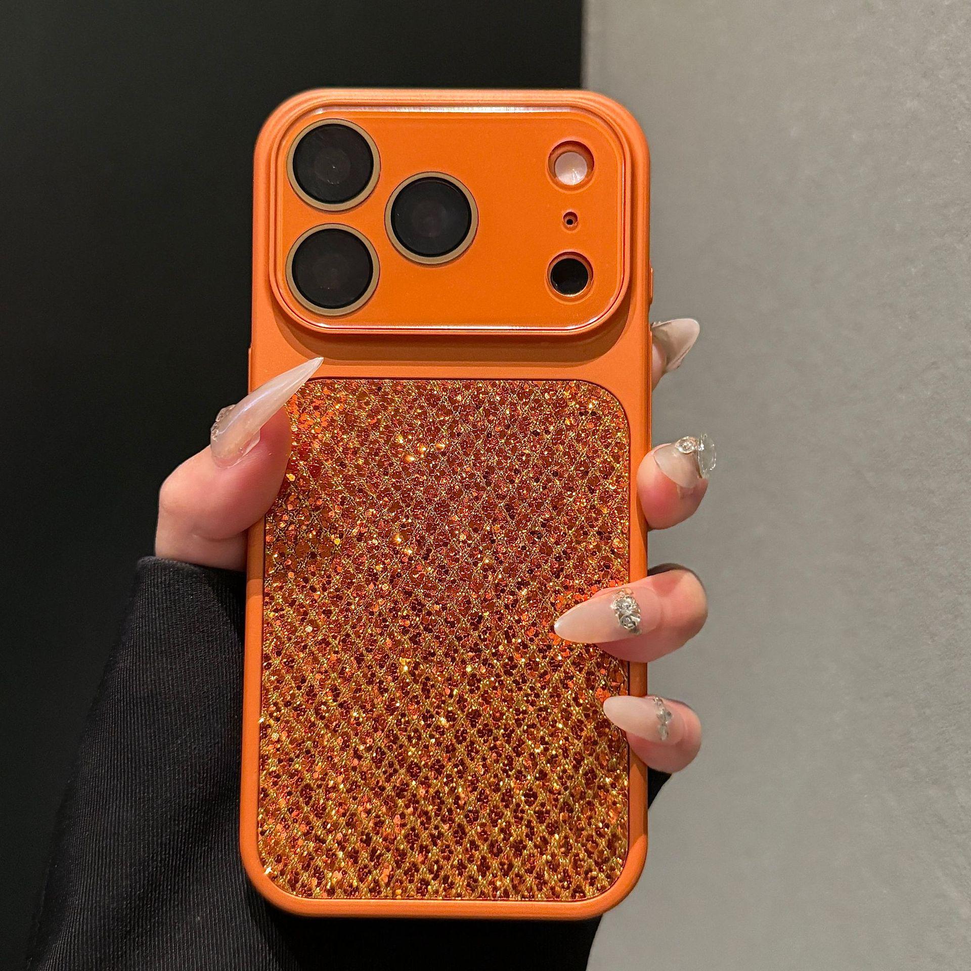 

Luxury Glitter Rhombus Case for Apple iPhone 17 Pro Max/16/14 iPhone 17 Pro Max оранжевый